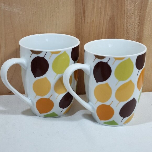 Rachael Ray Little Hoot Owl Coffee Mug 8oz set-2 retro colors orange brown 4" - Picture 4 of 8